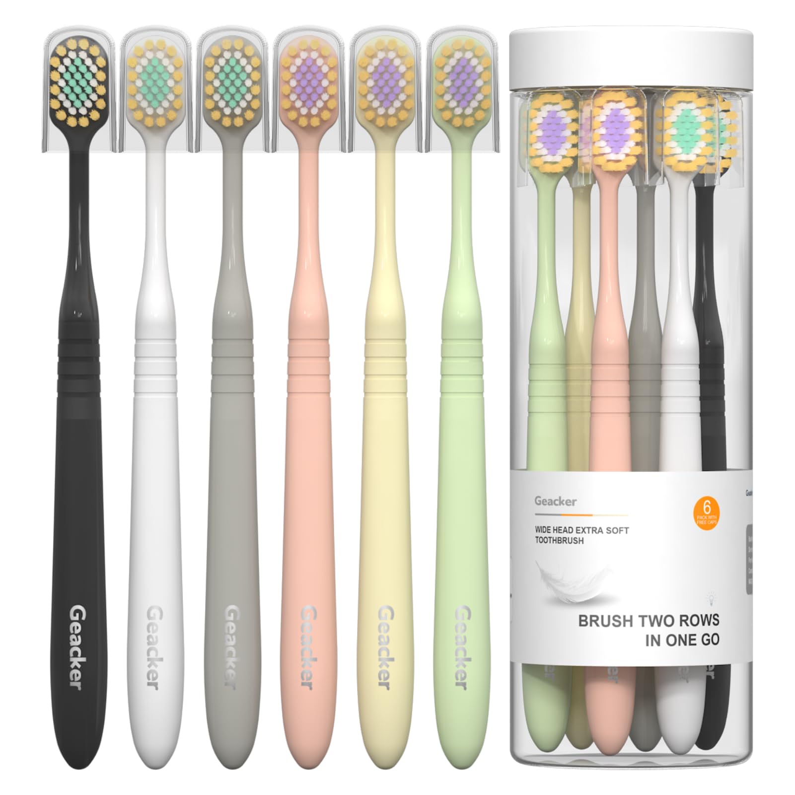 Amazon.com: Geacker Extra Soft Toothbrush for Adults with Wide